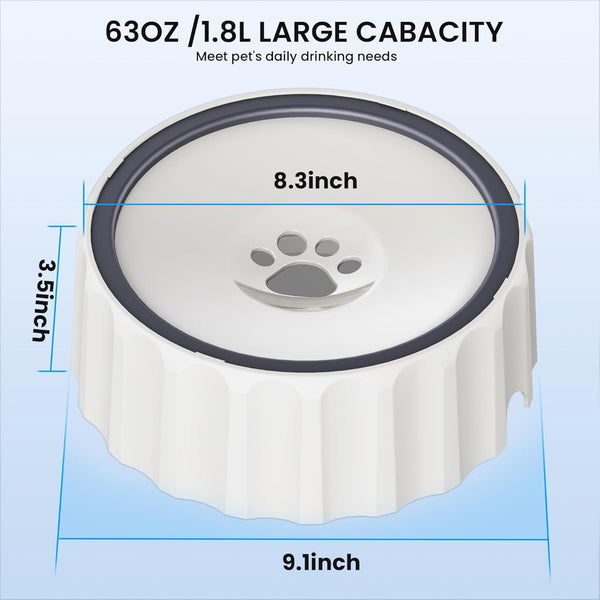 Dog Water Bowl No Spill 70Oz/2L Large Capacity Dispenser Non Slip No Splash Bowl Pet Slow Feeder No Drip Dog Water Bowl on Vehicle Slow Water Bowl for Dogs and Cats2