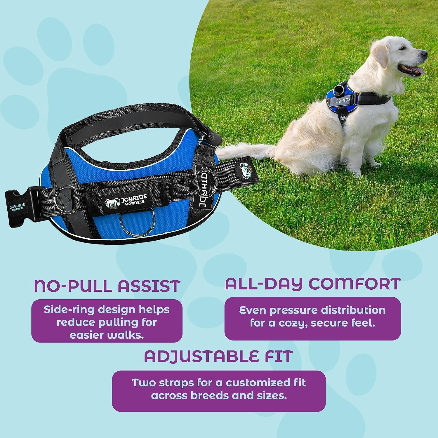 joyride-dog-harness-2-0-no-pull-blue-2-0-m-reflective-no-choke-quick-fit-vest-with-3-leash-clips-and-escape-resistant-design-for-easier-walks-and-training