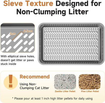 Stainless Steel Sifting Litter Box for Pine Pellets, XL Odor Free | Stainless Steel Litter Box with Lid,Large Capacity，Anti-Leakage, Easy Cleaning, Less Tracking, for Multi-Cat & Big Cats3