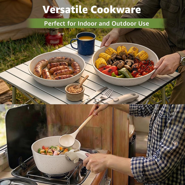 19-Piece Pots and Pans Set Non Stick, Ceramic Cookware Set with Removable Handles, Pfas-Free,Induction Compatible Dishwasher Safe,Stackable Space-Saving for Apartment or Rvs4