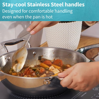 Pro 2.5 Litre Deep-Fry Pan, Triply Stainless Steel Kadhai with Stainless Steel Handles and Stainless Steel Lid, Silver (PSK25S)5