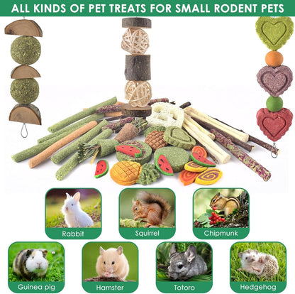 KATUMO Rabbit Chew Toys, Bunny Treats Chew Toys for Small Animals | Strung Hanging Toys for Teeth, Natural Apple Wood Sweet Bamboo Grass Timothy Sticks for Guinea Pig, Hamster, Chinchilla6