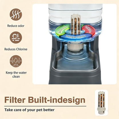 2.2 Gallon Pet Automatic Dog Water Dispenser Cat Gravity Waterer Feeder with Stainless Steel Bowl 8L Large Capacity Puppy Feeding Raised Bowls with Filter,Ice Pack4