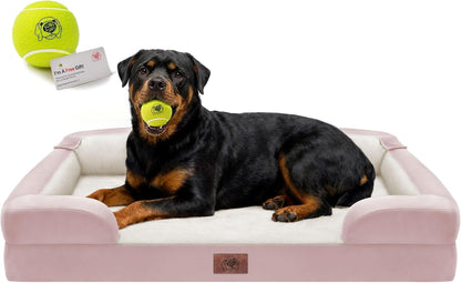 Waterproof Orthopedic Dog Bed for Extra Large Sized Dogs | Memory Foam Pet Bed Sofa with Bolster, Dog Couch with Washable Cover & Non-Slip Bottom, 42X30 Inch, Grey12