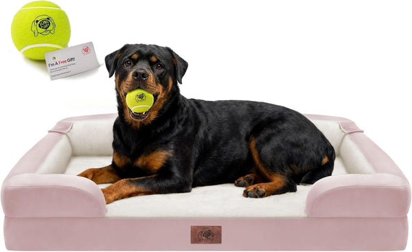 Waterproof Orthopedic Dog Bed for Extra Large Sized Dogs | Memory Foam Pet Bed Sofa with Bolster, Dog Couch with Washable Cover & Non-Slip Bottom, 42X30 Inch, Grey12