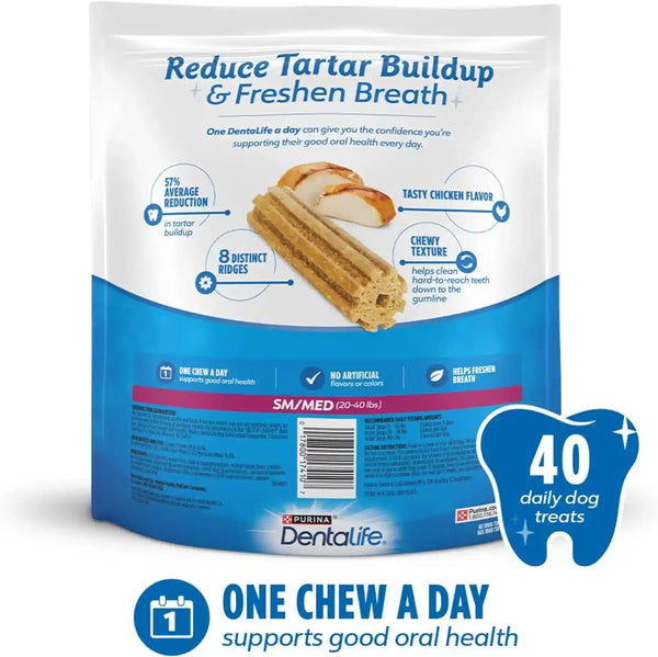 Dentalife Daily Oral Care Dog Treats for Small and Medium Dogs, Chewy Dental Treat to Freshen Breath and Fight Tartar, Chicken Flavor - 40 Ct. Pouch6