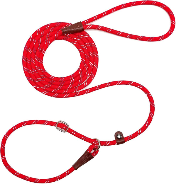 Wyuze 8FT Slip Lead Dog Leash Adjustable Slip Collar Puppy Training Lead | 2 Pack 1/3" Reflective Rope Leash, Lightweight Easy Use for Small Medium Dogs, No-Pull Walking, Black Orange10