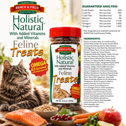 Bench & Field Holistic Natural Healthy Kitty Cat Treats | Crunchy Fish-Shaped Bites | Delicious Seafood Flavored Snack, 3-Ounce (Pack of 3 Bottles)5