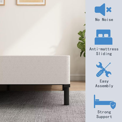 7 Inch Box Spring Queen Mattress Foundation with Easy Clean Cover | 3000Lbs Weight Capacity, Heavy Duty Metal, Non-Slip, No Noise, Easy Assembly6
