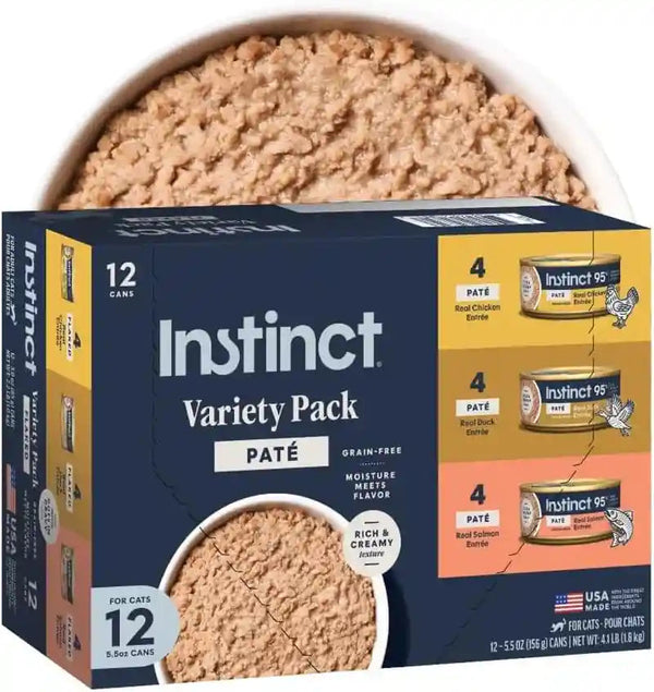 Instinct Original Grain Free Recipe Variety Pack Natural Wet Canned Cat Food by Nature'S Variety, 3 Ounce (Pack of 12) | Rich & Creamy Pate Texture, High Protein, Real Meat, Whole-Food Ingredients, Grain-Free, Hydration Support12