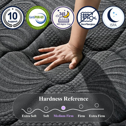 Upgraded Luxury 12 Inch Hybrid Twin Size Mattress in a Box, Medium Firm | Cooling Gel Memory Foam & Pocket Springs, 7-Zone Support, Back Pain Relief, Extra Edge Support, Certipur-Us, 365-Night Trial6