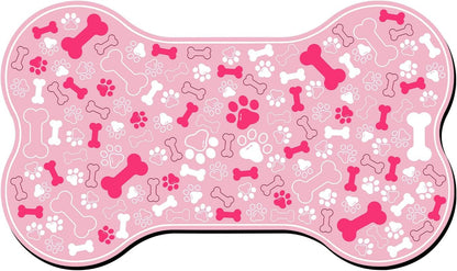 Dog & Cat Food Mat Bone Shaped Pet Feeding Mat Quick Absorb Water Bowl Placemat with Rubber Backing Indoor Floor Stain Resistant Pet Accessory Supplies (Light Pink Small, 12X18 Inches)18