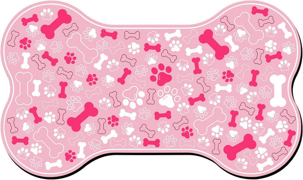 Dog & Cat Food Mat Bone Shaped Pet Feeding Mat Quick Absorb Water Bowl Placemat with Rubber Backing Indoor Floor Stain Resistant Pet Accessory Supplies (Light Pink Small, 12X18 Inches)18