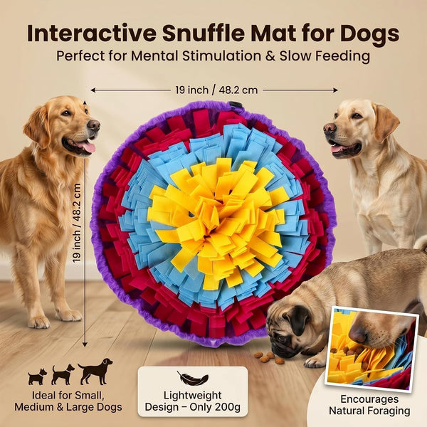 Snuffle Mat for Dogs, Multicolor Dog Enrichment Feeding Mat 19 Inch, Interactive Nose Work Sniff Mat for Dogs Puzzle Toy for Mental Stimulation, Slow Feeding and Anti-Boredom4
