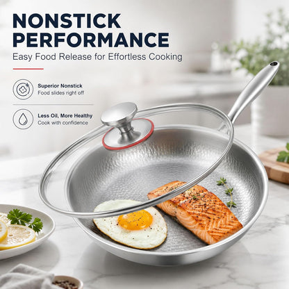 Titanium Pans Set for Cooking, Titanium Frying Pan & Titanium Soup Pot and Titanium Wok with Steamer, Non-Toxic Titanium Hammered Pro Skillet, PFAS/PFOA/PTFE Free Cookware, Dishwasher&Oven Safe3