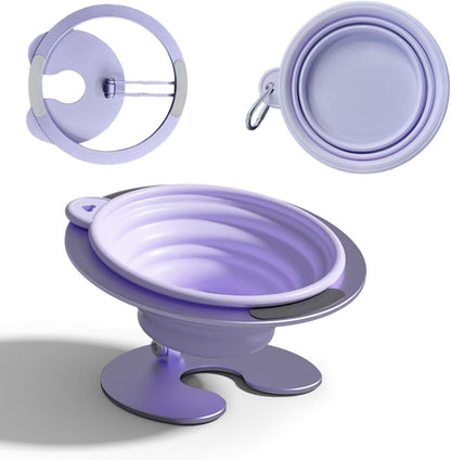 Collapsible Elevated Cat Dog Food Bowl, Portable Raised Pet Food Water Dish, Adjustable Tilted Food Feeder for Indoor Outdoor Cats Dogs, Whisker Friendly Cat Feeding Watering Dish for Travelling10