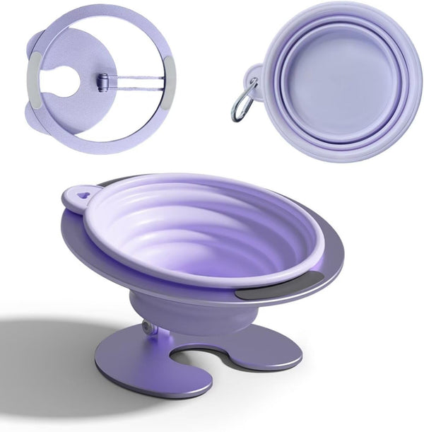 Collapsible Elevated Cat Dog Food Bowl, Portable Raised Pet Food Water Dish, Adjustable Tilted Food Feeder for Indoor Outdoor Cats Dogs, Whisker Friendly Cat Feeding Watering Dish for Travelling10