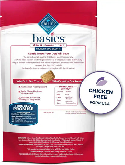 Blue Buffalo Basics Crunchy Dog Biscuits for Skin & Stomach Care, Limited Ingredient Diet Dog Treats, Salmon & Potato Recipe, 6-Oz. Bag2
