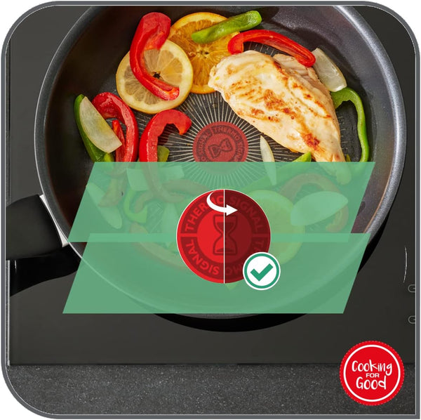 Tefal C38819 Hard Titanium Essential Wok Pan 28 Cm | Non-Stick Coating with Titanium Particles | Thermal Signal Temperature Indicator | Dishwasher Safe | Made in France | Black6