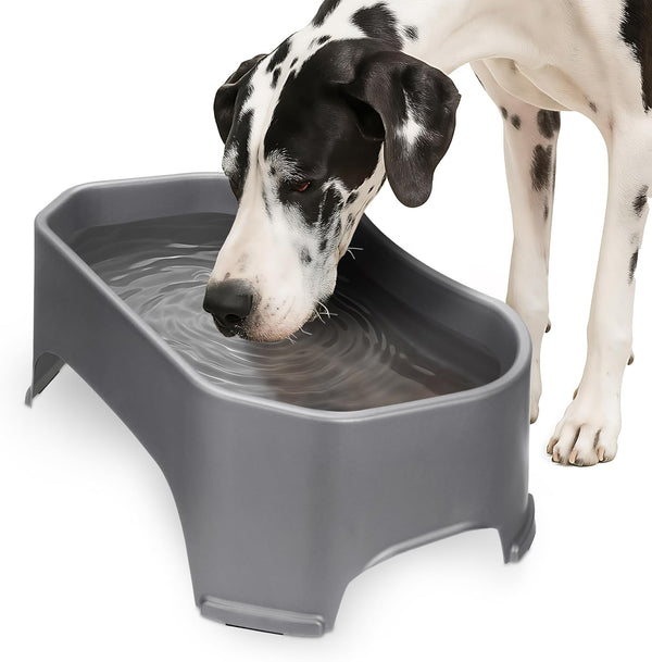 Neater Pet Brands Extra Large Water Bowl for Dogs, Outdoor Dog Water Bowl (1.25 Gallon XL Capacity), Big Trough Style Food Dish for Indoors or Outside, No Spill Large Dog Bowls, Gunmetal Grey14