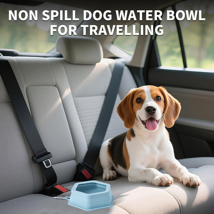 No Splash Dog Travel Bowls for Cars, Spill Proof Collapsible Dogs Water and Food Feeder Dispenser Integrated Molding Portable Cat Dish for Pet Vehicle Road Trips (Morandi Blue)2