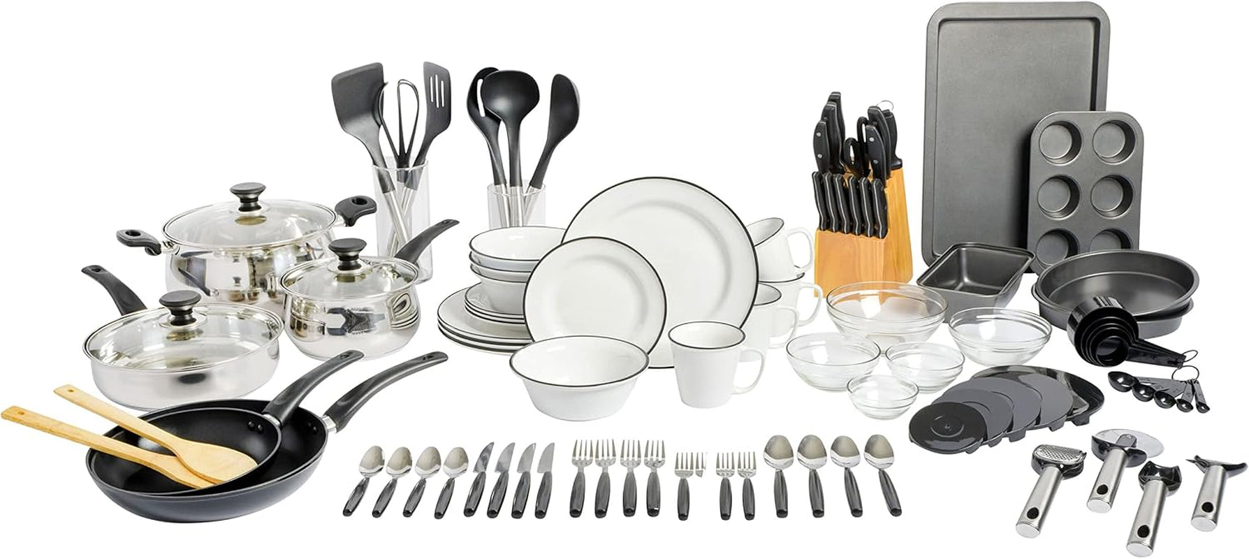 95-piece-kitchen-in-a-box-pots-and-pans-cookware-plates-and-bowls-dinnerware-cutlery-knife-block-flatware-utensils-tools-gadgets-storage-glasses-set