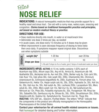 Homeopet Feline Nose Relief, Nasal Supplement for Cats, 15 Milliliters | Natural Nasal and Sinus Support for Cats, Safe and Gentle Homeopathic Formula, Liquid Drops Suitable for Daily Use7