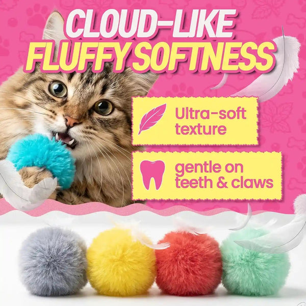 HA SHI 40 Count Catnip Fur Balls for Indoor Cats, 1.8 Inch Soft Plush Interactive Kitten Toy, Quiet Night Play, Colorful Fuzzy Poms6