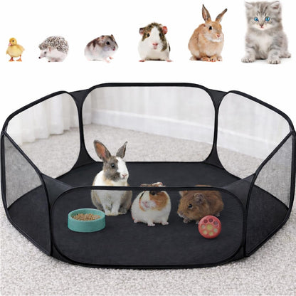 Amakunft Small Animal Playpen, Pop-Up Portable Play Yard for Guinea Pigs, Rabbits, Hamsters, Hedgehogs, Foldable Exercise Fence with Breathable Mesh for Indoor Outdoor Use | 47 X 24 X 15 in Portable Guinea Pig Play Pen with Breathable Mesh, Folds Flat for Storage and Travel, for Small Pet Play1