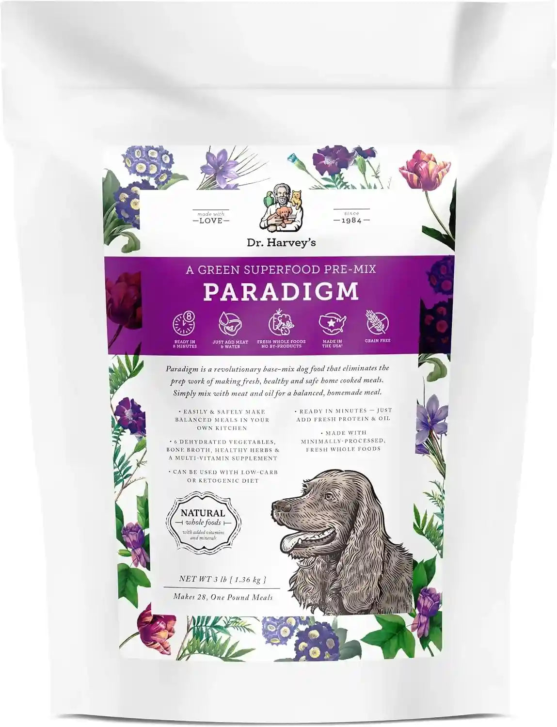 dr-harveys-paradigm-green-superfood-dog-food-human-grade-dehydrated-grain-free-base-mix-for-dogs-diabetic-low-carb-ketogenic-diet-6-pounds