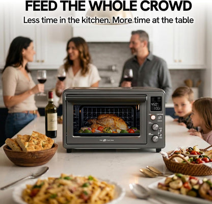 26.3 QT Non-Toxic Enamel Interior Air Fryer Toaster Oven Combo, 10-In-1 Convection Countertop Oven with Infrared Heating, Fits 12" Pizza & 6 Slice Toast, Easy Clean Enamel Baking Pan10