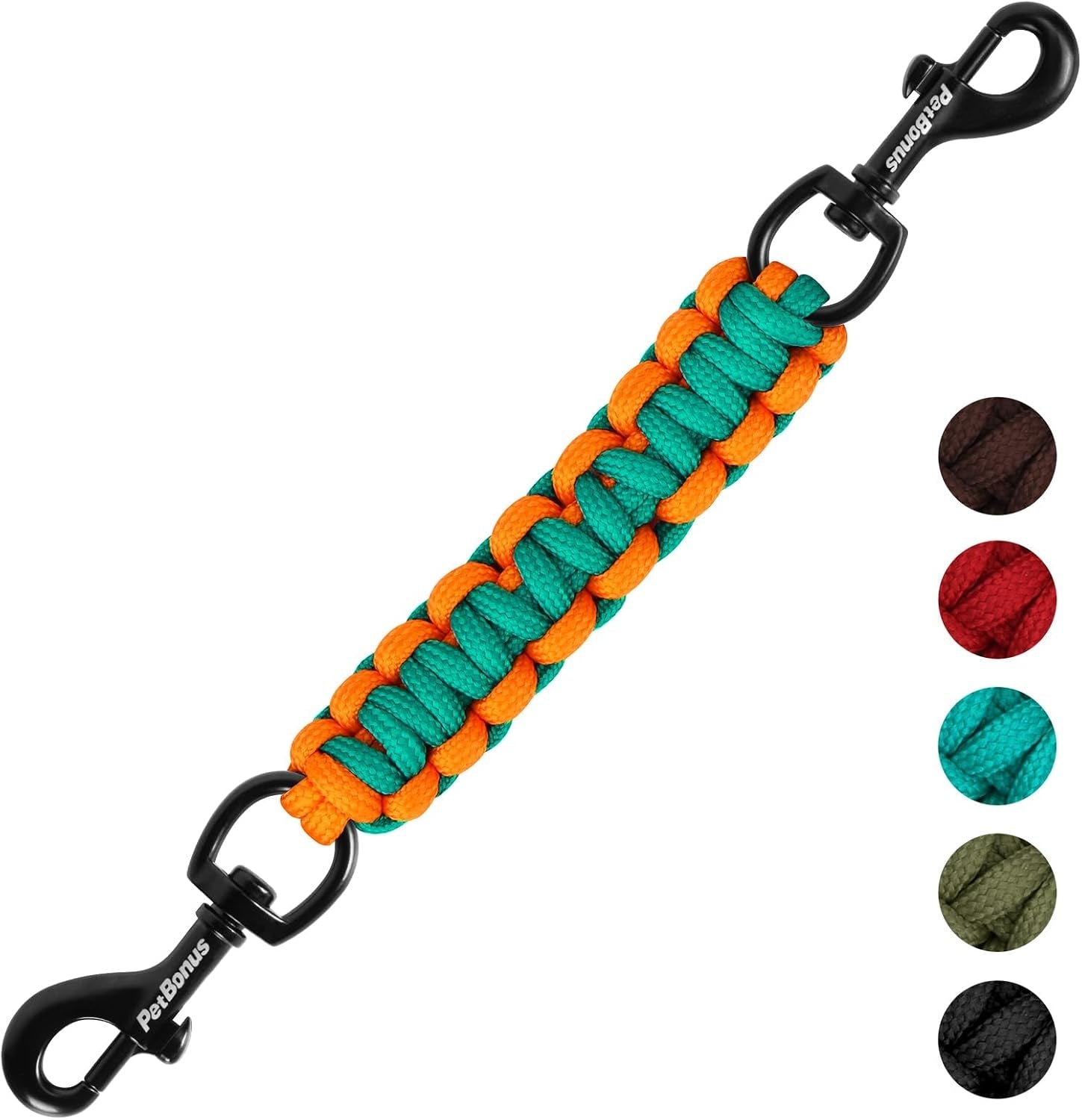 petbonus-dog-collar-safety-clip-handmade-prong-collar-to-harness-connector-dog-leash-backup-safety-strap-escape-proof-double-ended-clasp-lead-connector-for-pinch-collar-harness-black