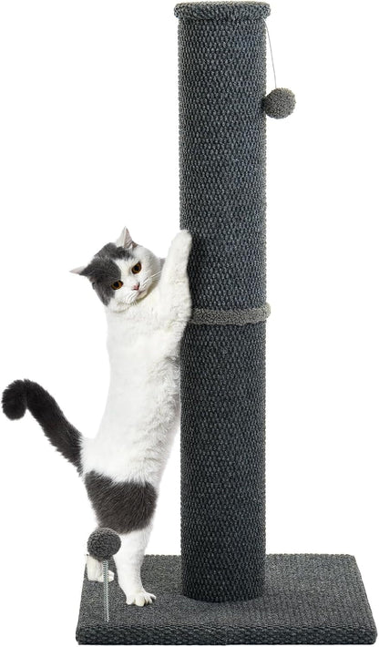 Cat Craft Cat Scratching Post Carpet Scratching Post 41" for Indoor Cats, Tall Cat Scratch Post, Carpet Cat Scratcher with Replaceable Toys, Sturdy Base, Large, Gray | 41In Tall Short Plush Scratch Post, Stable Base, Interchangeable Play Toys, for Indoor Cats to Avoid Furniture Scratching10