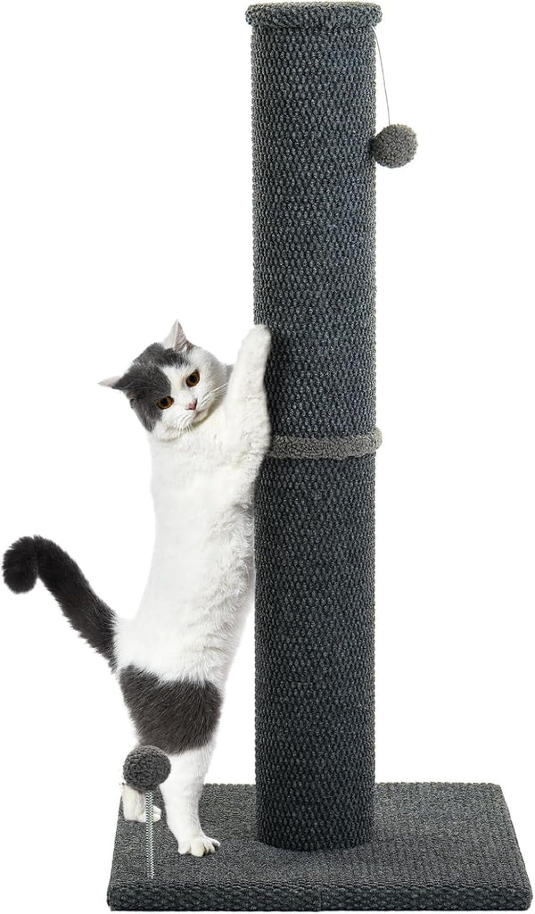 Cat Craft Cat Scratching Post Carpet Scratching Post 41" for Indoor Cats, Tall Cat Scratch Post, Carpet Cat Scratcher with Replaceable Toys, Sturdy Base, Large, Gray | 41In Tall Short Plush Scratch Post, Stable Base, Interchangeable Play Toys, for Indoor Cats to Avoid Furniture Scratching10