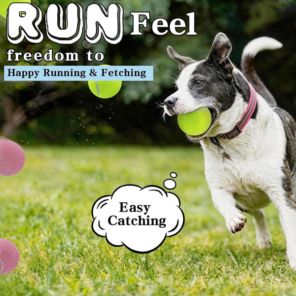 Magicorange Tennis Balls for Dogs,Colorful Easy Catching Dog Balls,4 Pack | Bright Yellow/Pink/Orange/Blue Dog Playing Balls, Easy to Spot and Fetch, with Mesh Bag for Training and Outdoor Fun4