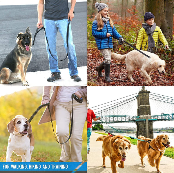 Heavy Duty Dog Leash - 2 Handles by Padded Traffic Handle for Extra Control, 6Foot Long - Perfect for Medium to Large Dogs (6 Ft, Black)6