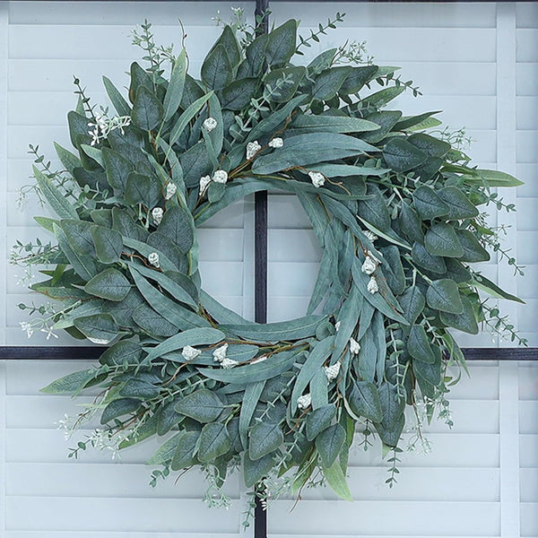 26" Large Artificial Eucalyptus Wreath with Seeds for Front Door(Green) | 3 Different Shape of Eucalyptus Leaves, Realistic Fake Wreath, for Window/Farmhouse/Porch/Home/Holiday/Wall/Outdoor Decor1