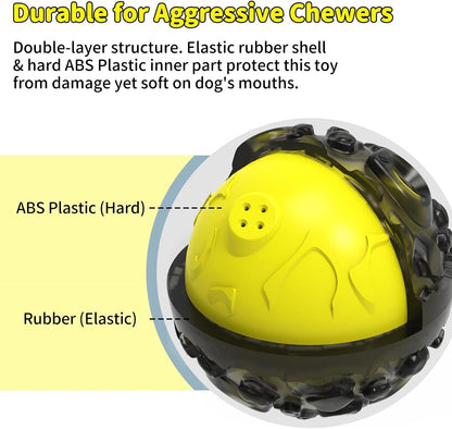 Dog Ball for Aggressive Chewers - Interactive Dog Toy Giggle Balls Fun Squeaky Sound to Keep Them Busy, Durable for Small Medium Large Breeds, Rubber Chew Toys, as Seen on TV, Yellow3