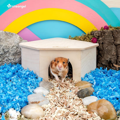 Niteangel Birch Chamber-Maze Hamster Hideout - Small Pets Woodland House Habitats Decor for Hamster Mice Gerbils Mouse2