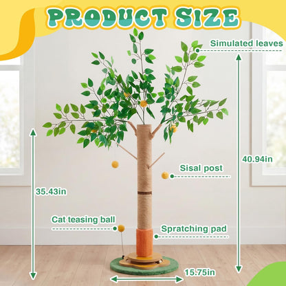 Nuanchu 41 Inch Tall Cat Scratching Post Tree for Indoor Cats Adults, Scratcher Tree Tower with Sisal Rope, Large Cats Scratching Posts with Hanging Ball for Kittens and Medium Large Pet2