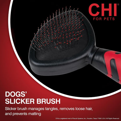CHI for Dogs Small Dog Detangling Kit, 3-Piece Grooming Set with Detangling Spray, Slicker Brush, and Double-Sided Pin-And-Bristle Brush for Small Breeds with Tangles and Mats, Includes Zipper Pouch3