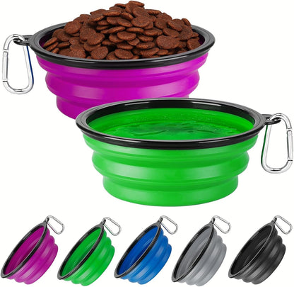 Collapsible Dog Bowl Large 34Oz, Travel Dog Water Bowl Portable | 2 Pack, 2 Carabiner Clips, Silicone Travel Dog Bowl Foldable, Feeding Watering Dish Bowl, for Parking, Walking, Camping11