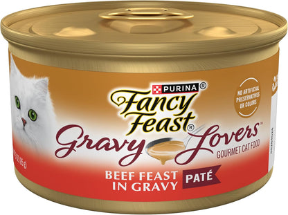Purina Fancy Feast Gravy Lovers Beef Feast Pate in Wet Cat Food Gravy - (Pack of 24) 3 Oz. Cans1
