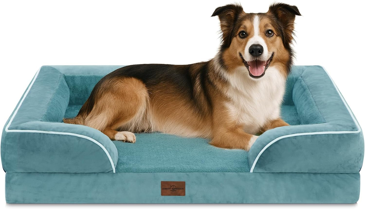 comfort-expression-orthopedic-dog-bed-for-extra-large-dogs-with-bolster-waterproof-dog-couch-bed-with-washable-cover-non-slip-bottom-supportive-egg-crate-foam-xl-pet-bed-42x30-inch