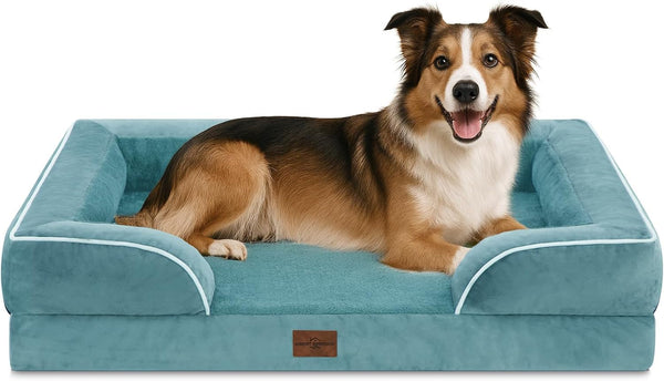 Comfort Expression Orthopedic Dog Bed for Extra Large Dogs with Bolster | Waterproof Dog Couch Bed with Washable Cover & Non-Slip Bottom, Supportive Egg Crate Foam XL Pet Bed, 42X30 Inch57