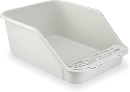 Spacetime Large Cat Litter Box with High Sides,Cat Boxes for Indoor Cats,Cat Litter Pan for Kitty,Litter Box with Low Entry,Easy to Clean,Anti-Splashing(Grey)1