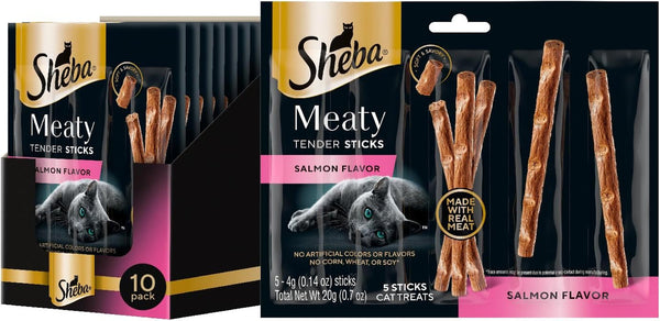 Sheba Meaty Tender Sticks Cat Treats, Chicken, Salmon, & Tuna, 70 Count | Chicken, Tuna & Salmon Flavor, Real Meat, Healthy Fats & Fatty Acids, Essential Amino Acids, Soft Texture, No Artificial Dyes16