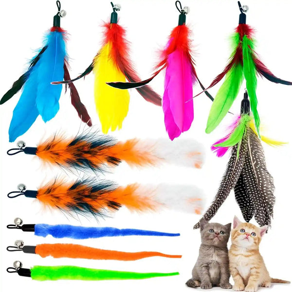 Cat Feather Toys Refills, 10 Pieces Worms Feathers Refills, Cat Wand Replacement Feathers Toy for Indoor Cats1