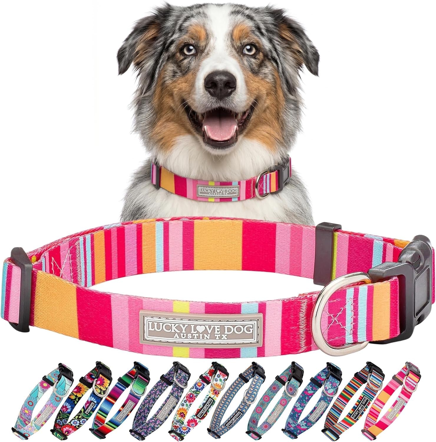 lucky-love-dog-easy-click-buckle-dog-collar-with-leash-set-combo-durable-comfortable-for-male-female-dogs-pet-collar-for-medium-dogs-secure-fit-blackbird-combo-medium