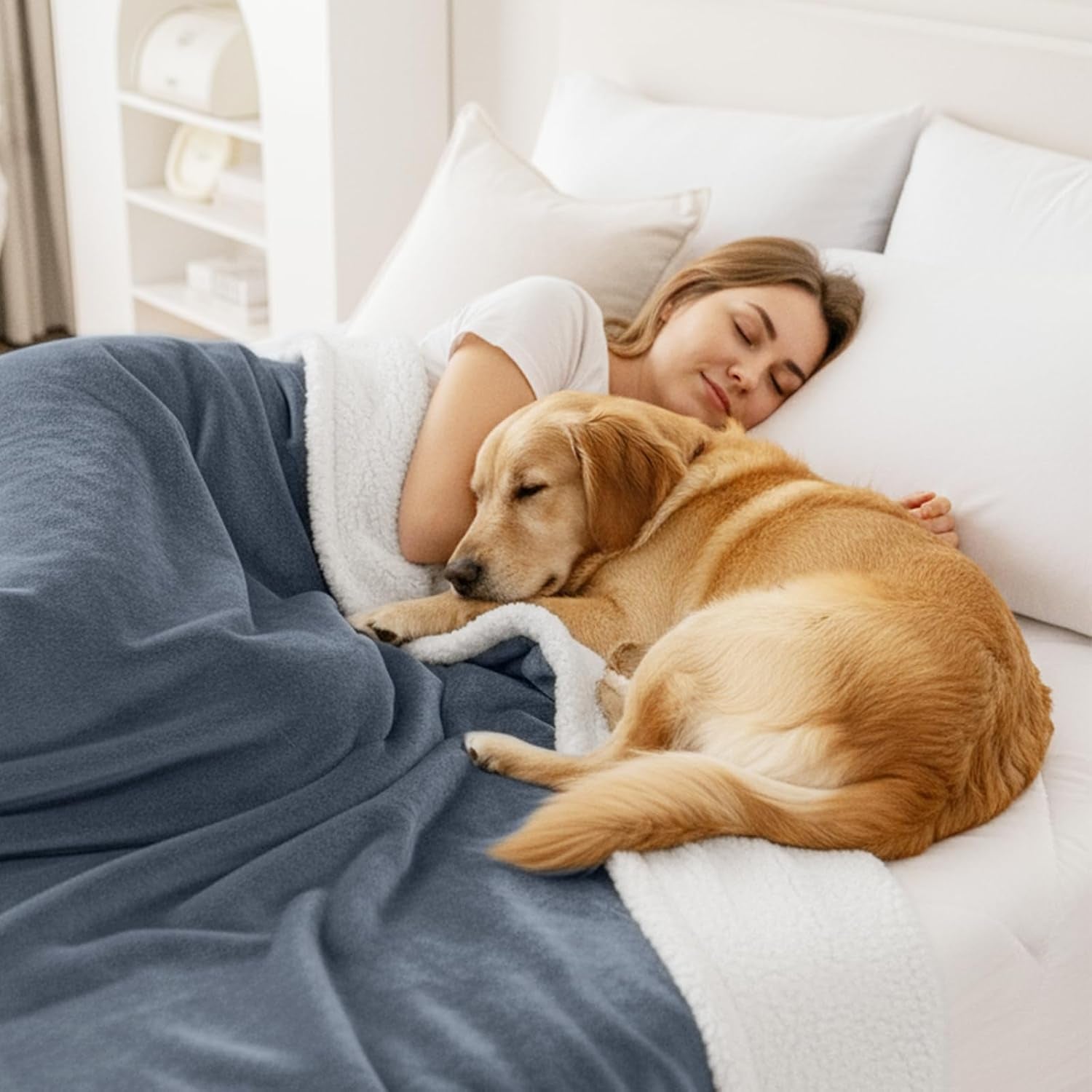 smiry-waterproof-blanket-throw-reversible-dog-blanket-for-sofa-couch-bed-soft-leakproof-sherpa-fleece-washable-furniture-couch-protector-for-large-dogs-cats-40x60-grey-white